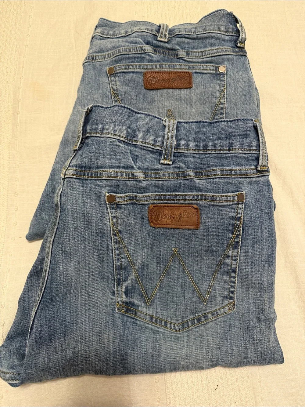 TWO PAIR Wrangler Light Blue Men’s Slim Bootcut Jeans 40x32
